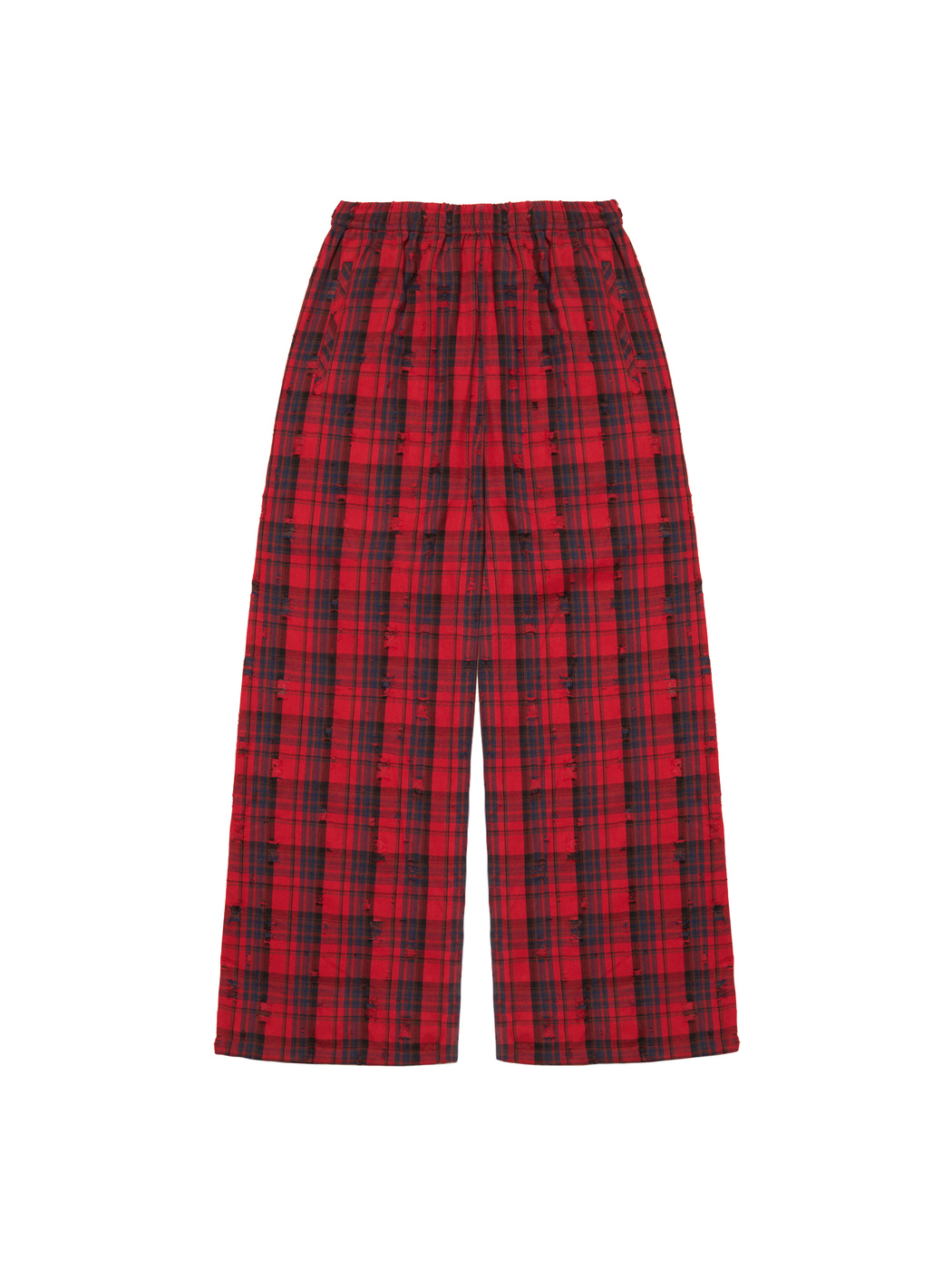 DISTRESS PANTS RED TARTAN