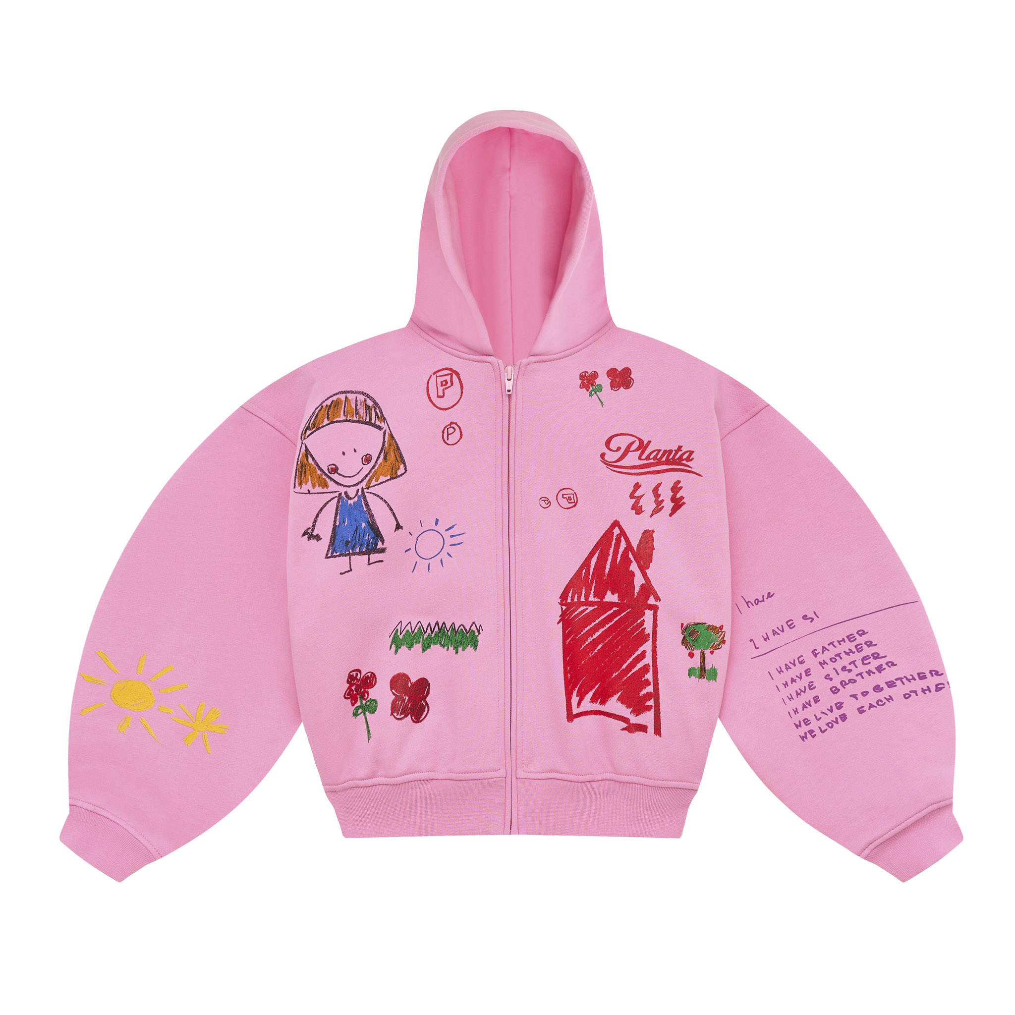 KIDS FAMILY ZIP HOODIE PINK