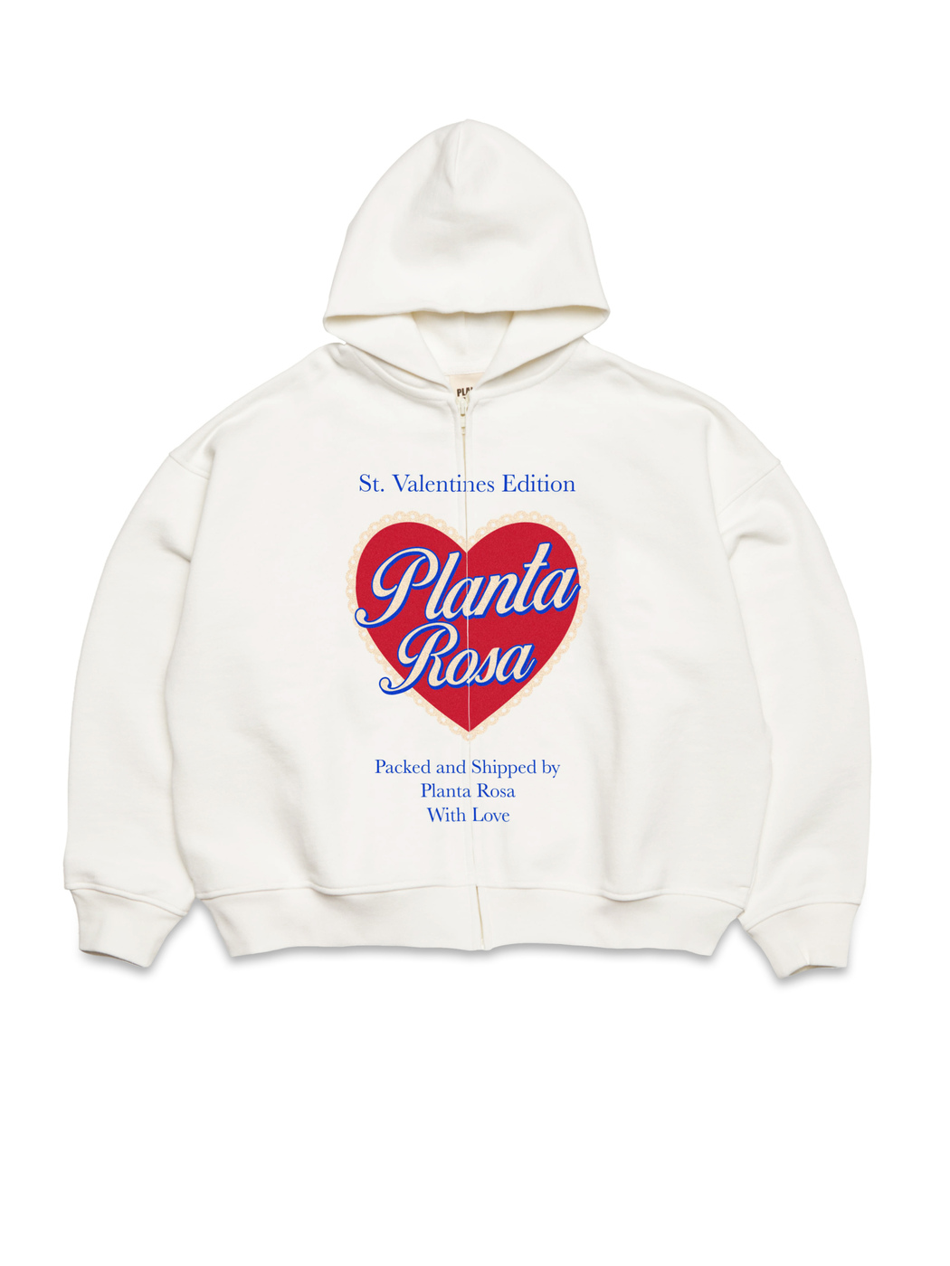 DENTELLE-HEART ZIP HOODIE 470-VANILLA VELVET