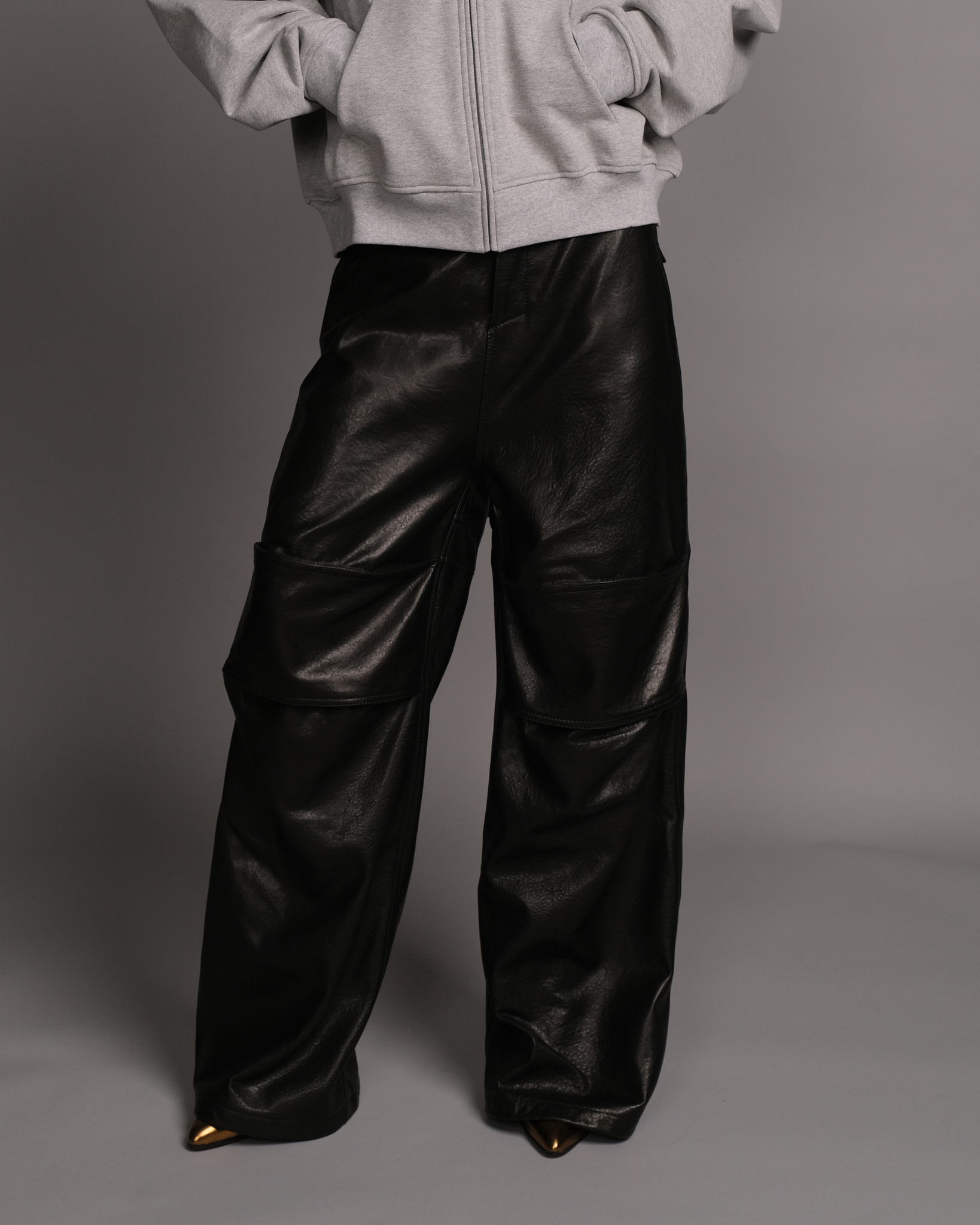 LEATHER CARGO PANTS