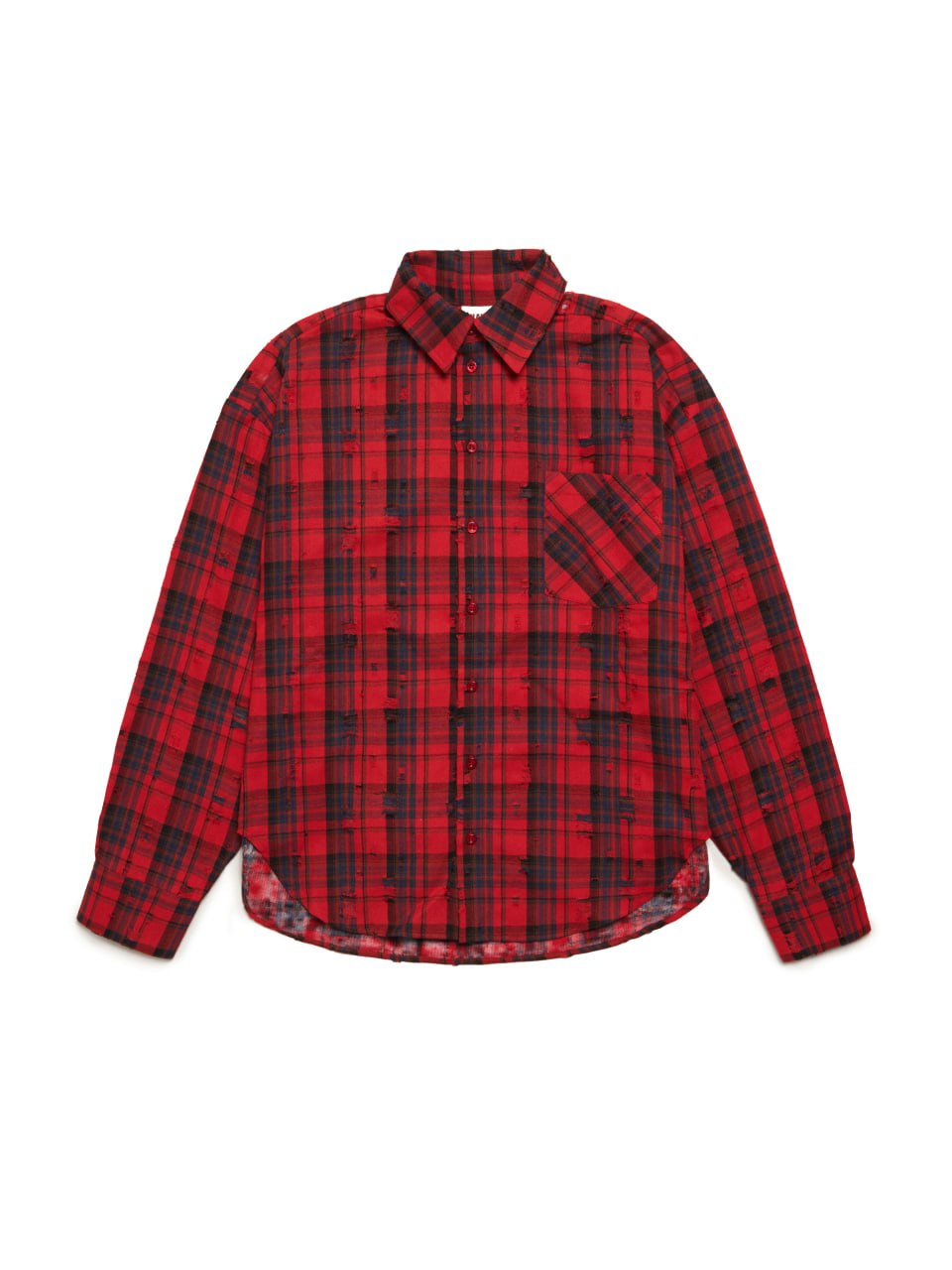 DISTRESS SHIRT RED TARTAN