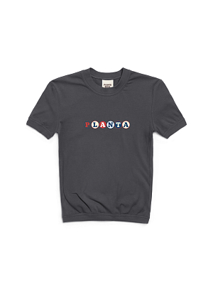 SLIM FIT ROUND-LETTERS T-SHIRT 185-BLACK OYSTER