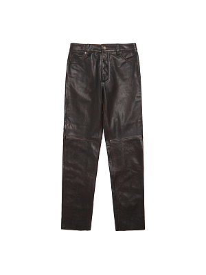LEATHER PANTS FS -  BROWN