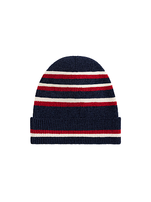KNITTED HAT - NAVY STRIPES 