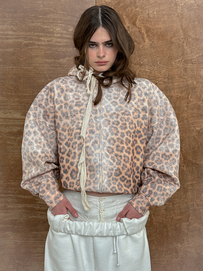 LEO-PATTERN ZIP HOODIE