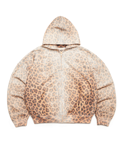 LEO-PATTERN ZIP HOODIE