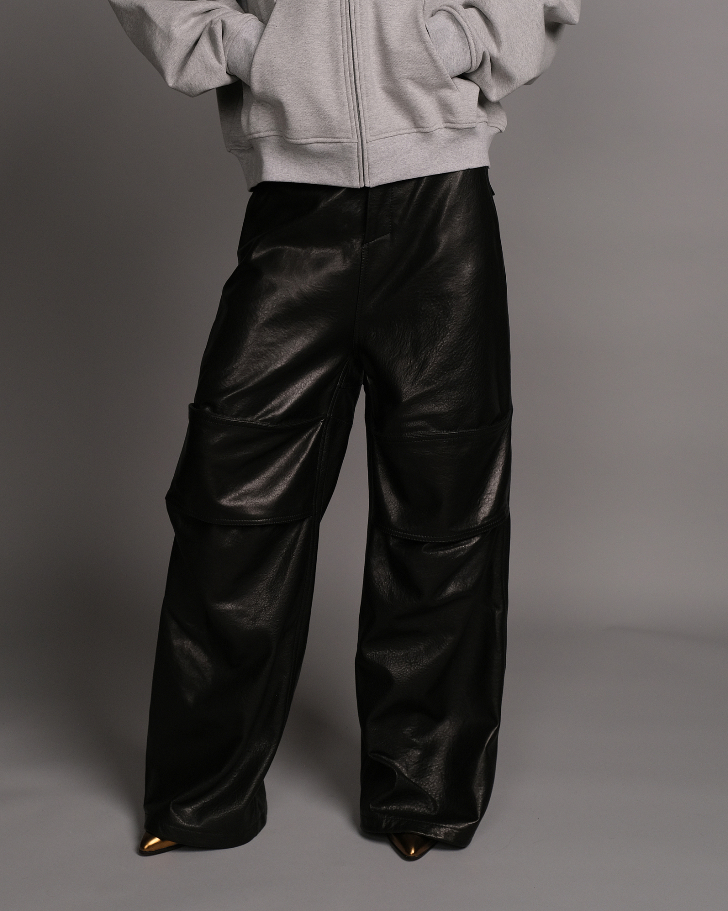 LEATHER CARGO PANTS
