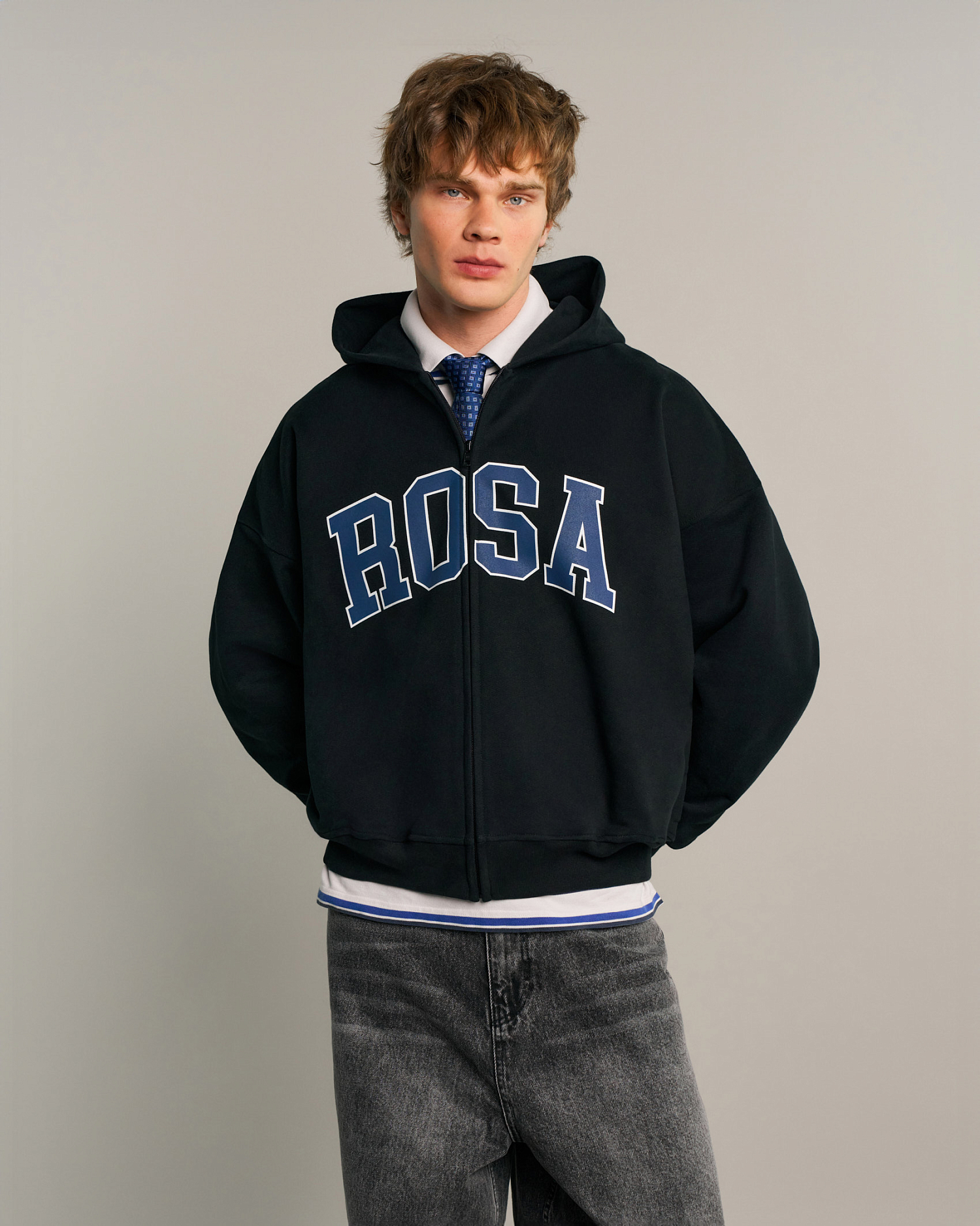 COLLEGE-ROSA ZIP HOODIE