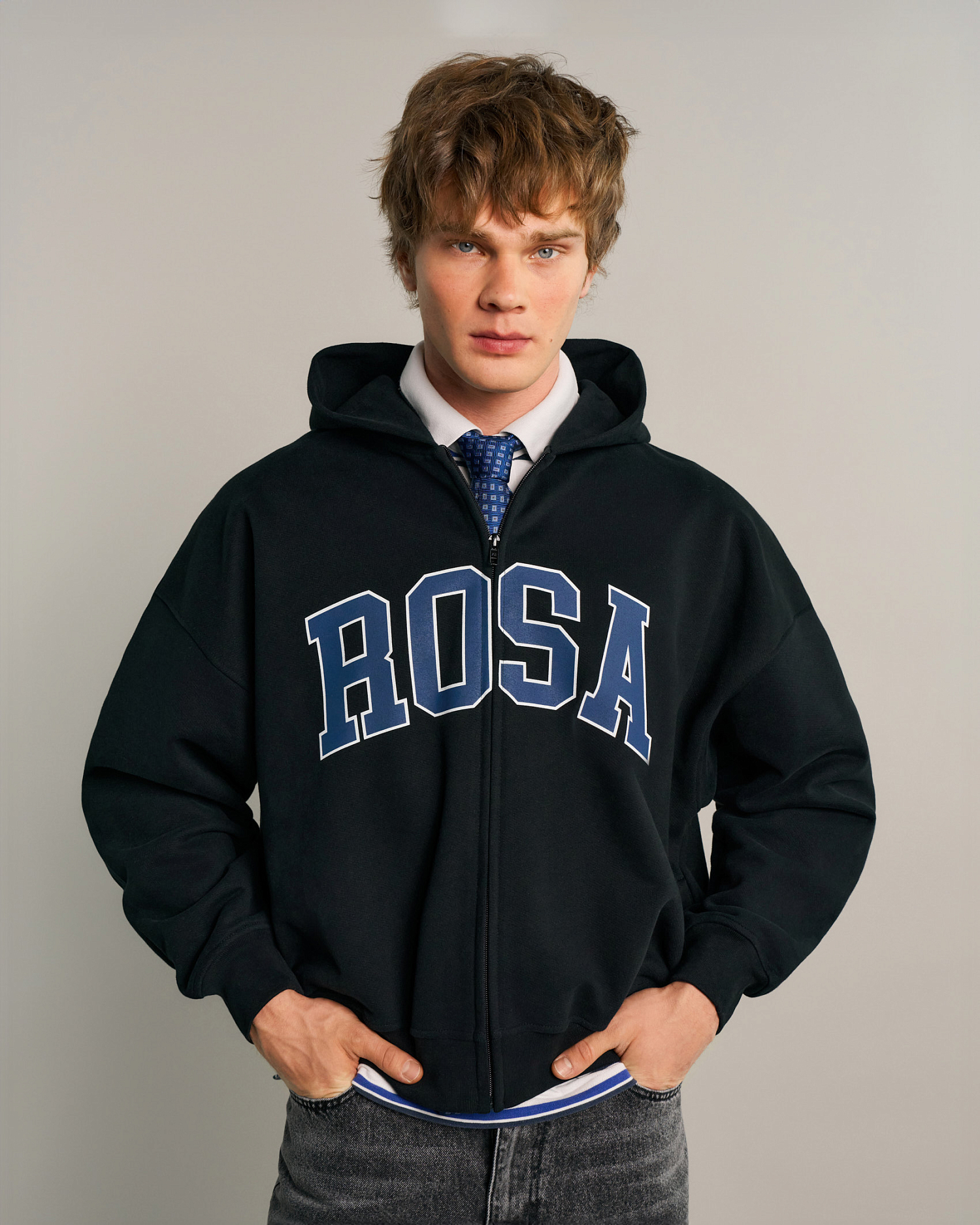 COLLEGE-ROSA ZIP HOODIE
